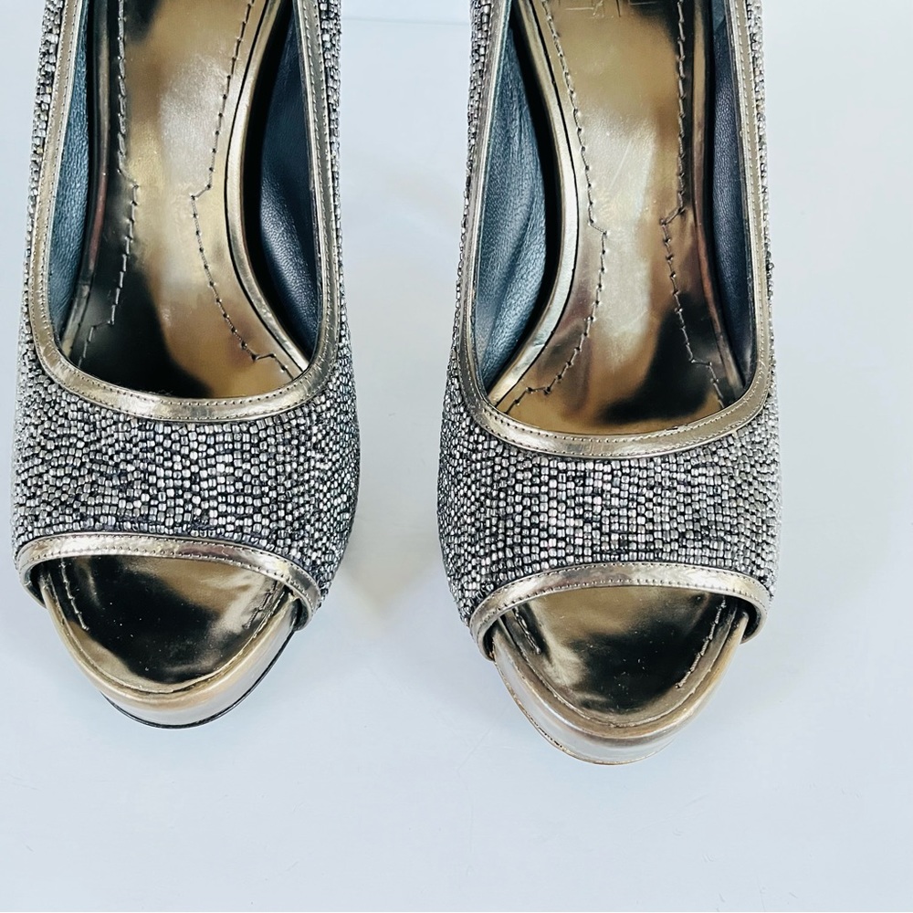 Givenchy metallic green gold gray heels size 37.5 - Picture 6 of 13